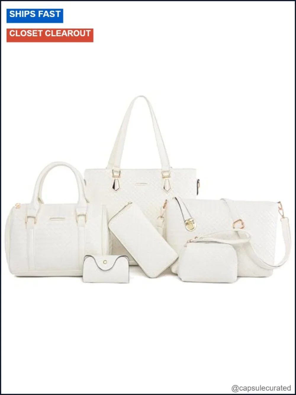 Women's 6-Piece Purse Set Faux Leather Tote Crossbody Satchel Clutch